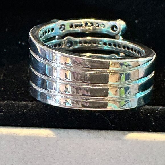 Authentic Pandora Silver Shimmering Ocean Ring #191002CZF Size 52 (6) - Picture 7 of 7